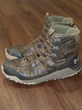 Mens Under Armour HOVR Dawn Waterproof 2.0 Boots Brown Camouflage Hunting sz 13